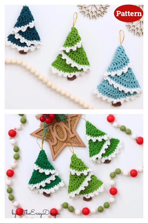 Snowy Christmas Tree Ornament Crochet Pattern