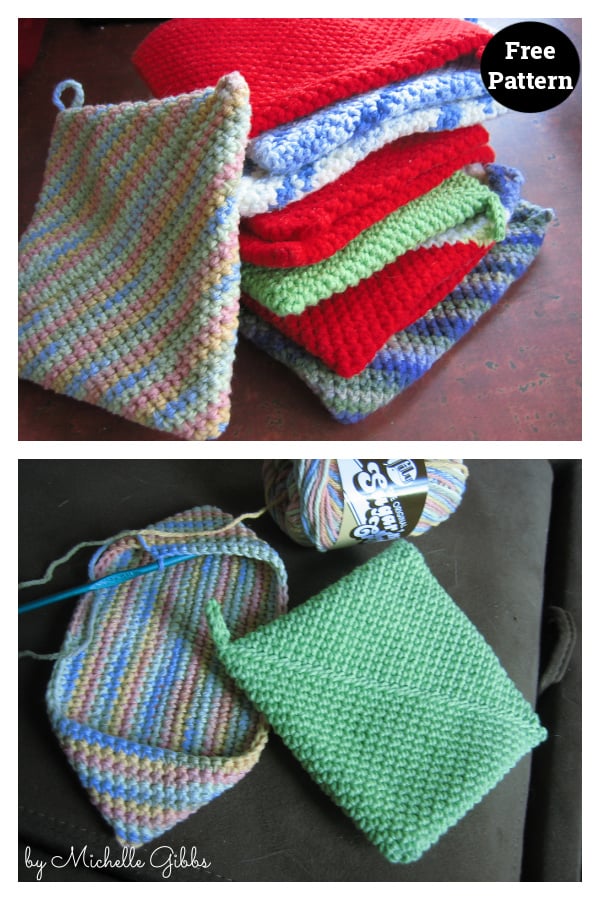 Double Sided Folded Potholder Free Crochet Pattern 