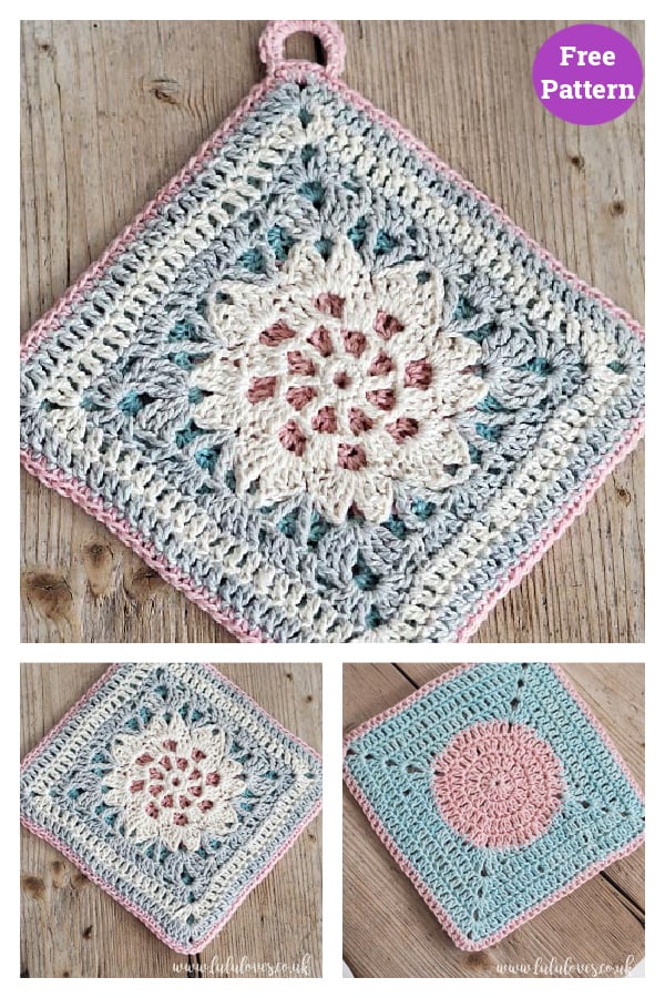 Hint of Spring Double Sided Potholder Free Crochet Pattern