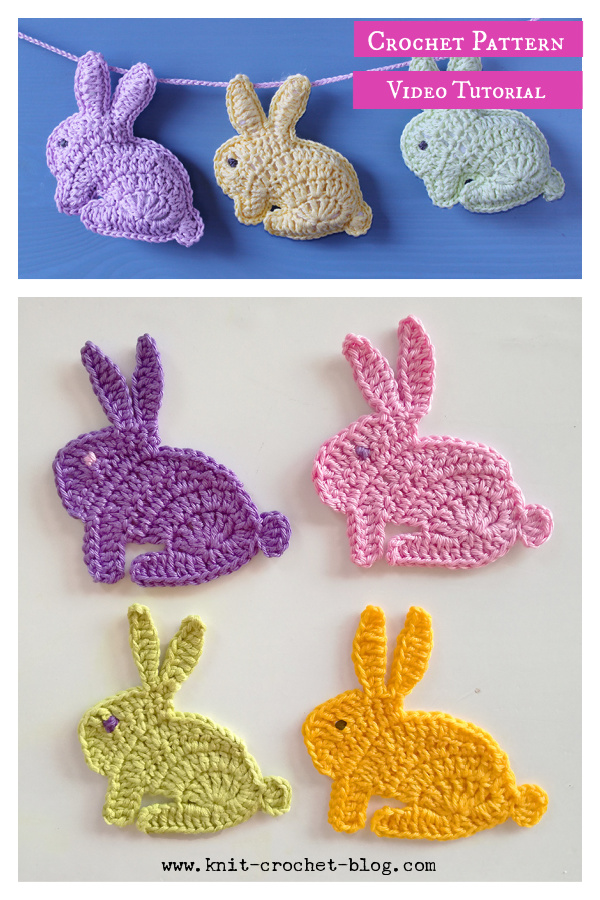  Bunny Rabbit Applique Motif Crochet Pattern and Video Tutorial