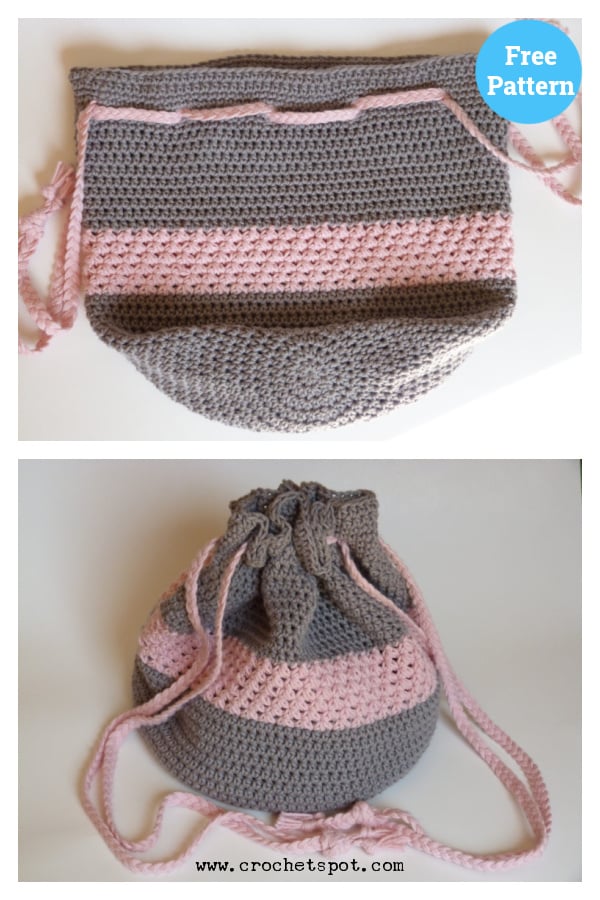 Evelyn Drawstring Bag Free Crochet Pattern 