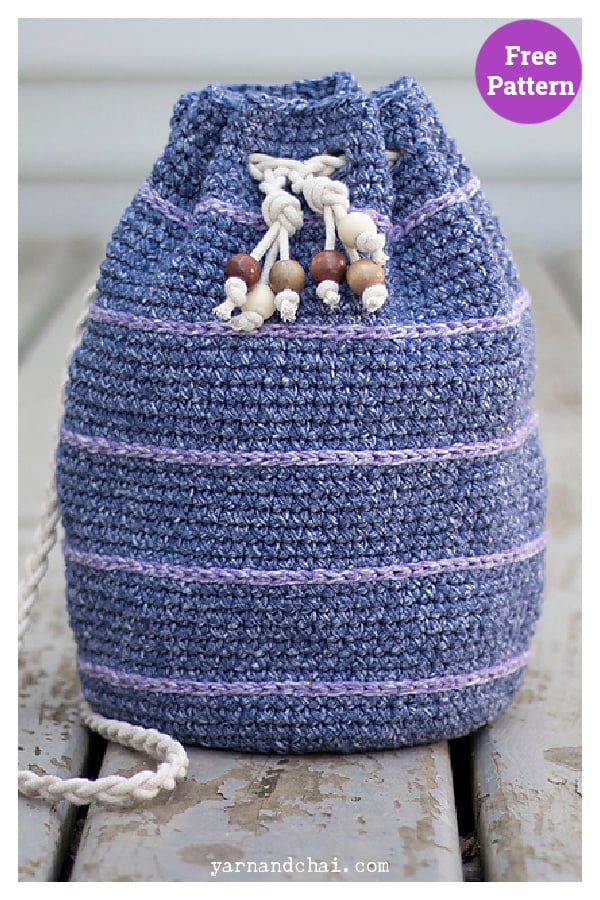 Simple Drawstring Bag Free Crochet Pattern