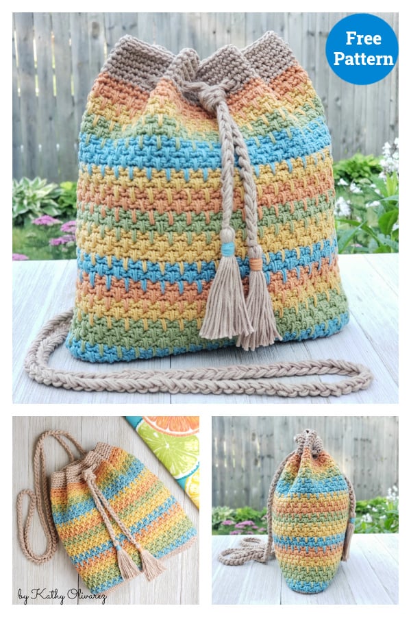 Summer Slice Drawstring Bag Free Pattern