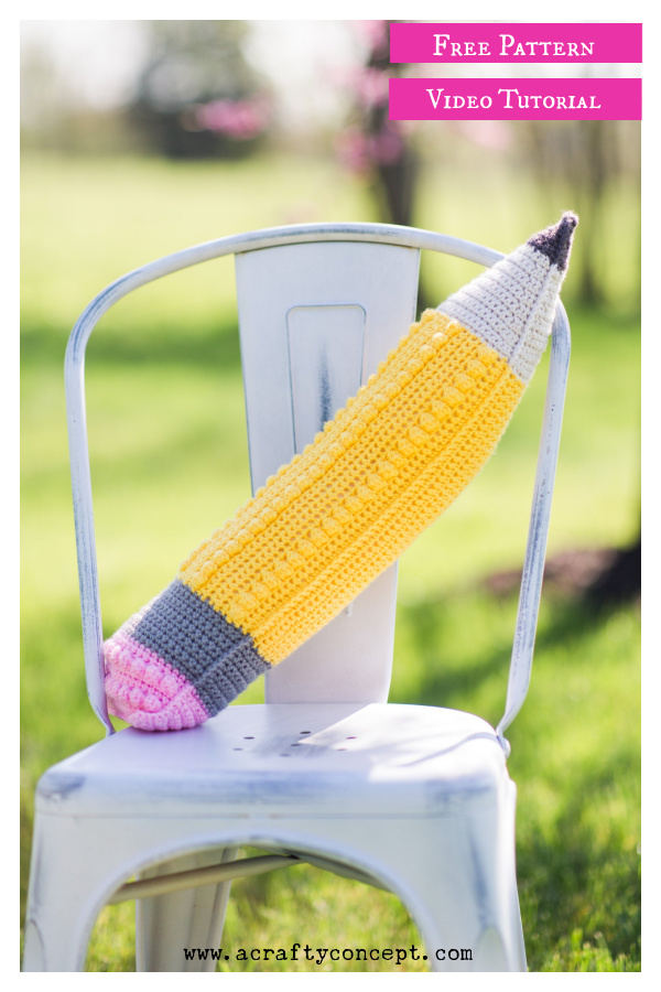 Pencil Pillow Free Crochet Pattern and Video Tutorial