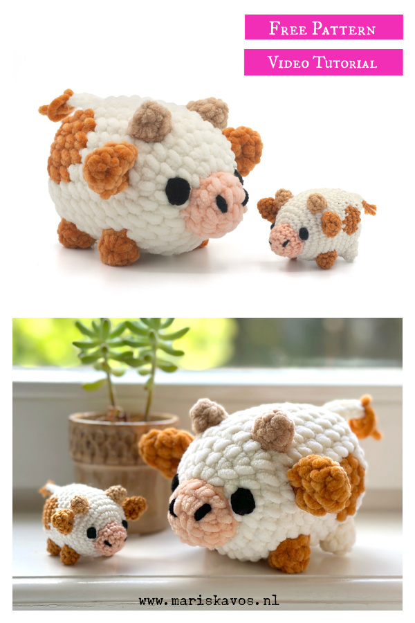 Cow Amigurumi Free Crochet Pattern and Video Tutorial