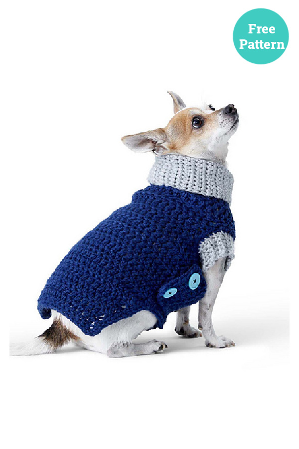 Cowl Neck Dog Coat Free Crochet Pattern
