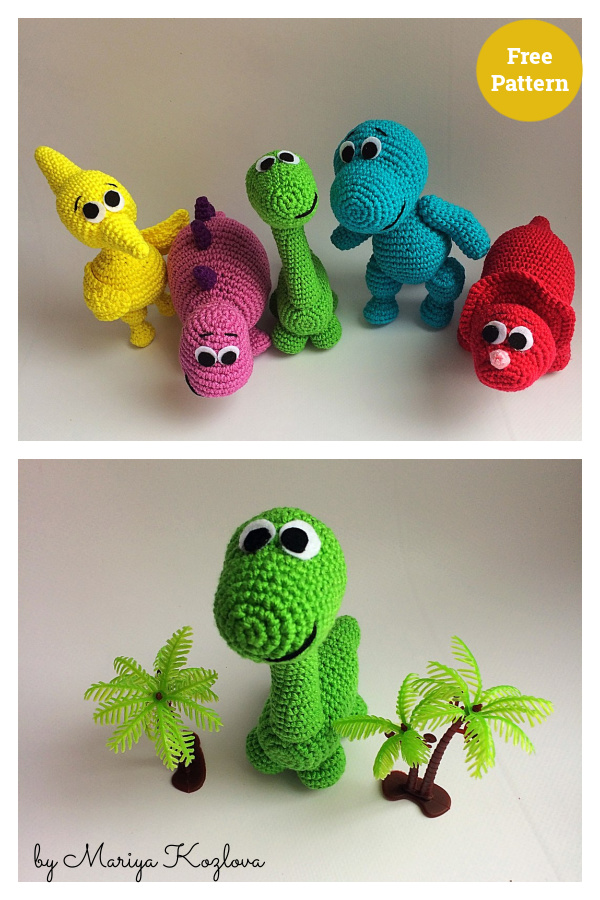 Rainbow Baby Dinosaur Amigurumi Free Crochet Pattern