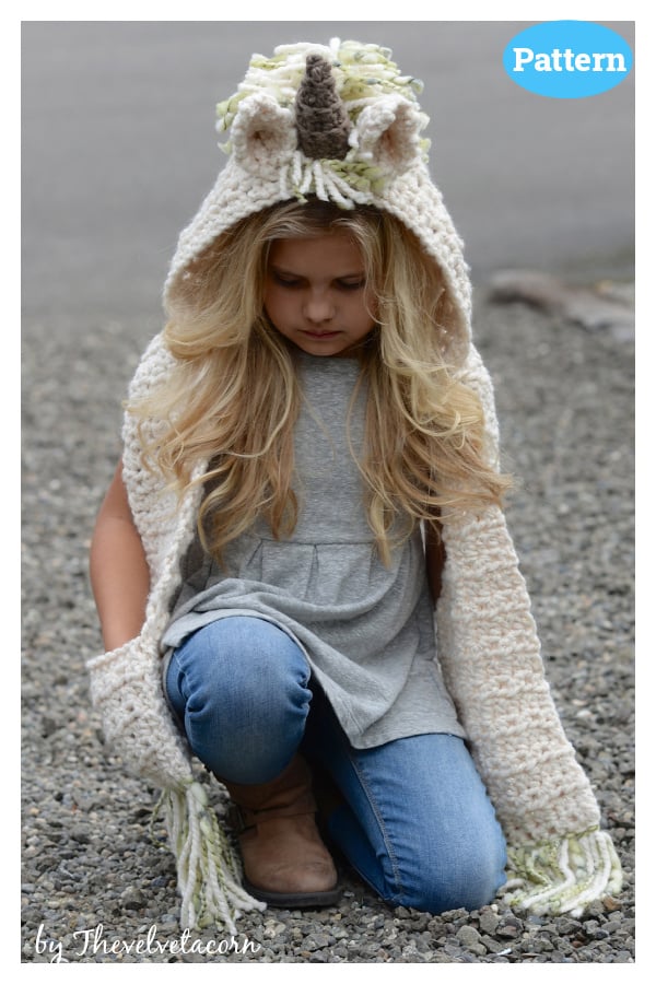 Ulyne Unicorn Hooded Scarf Crochet Pattern