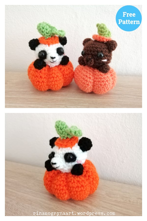 Pumpkin Teddy Bear and Panda Bear Free Crochet Pattern