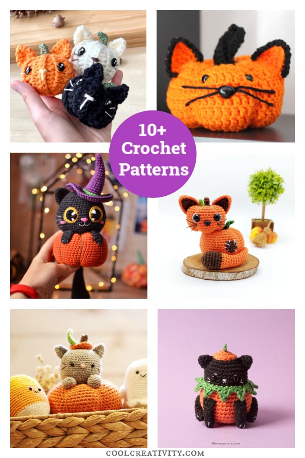 10+ Halloween Pumpkin Cat Amigurumi Crochet Patterns 