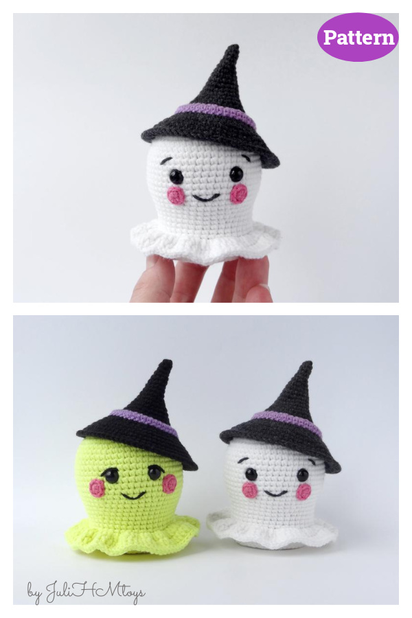 Amigurumi Ghost in a Witch Hat Halloween Crochet Pattern