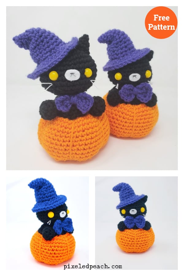 Spooky Pumpkin Cat Amigurumi Free Crochet Pattern 