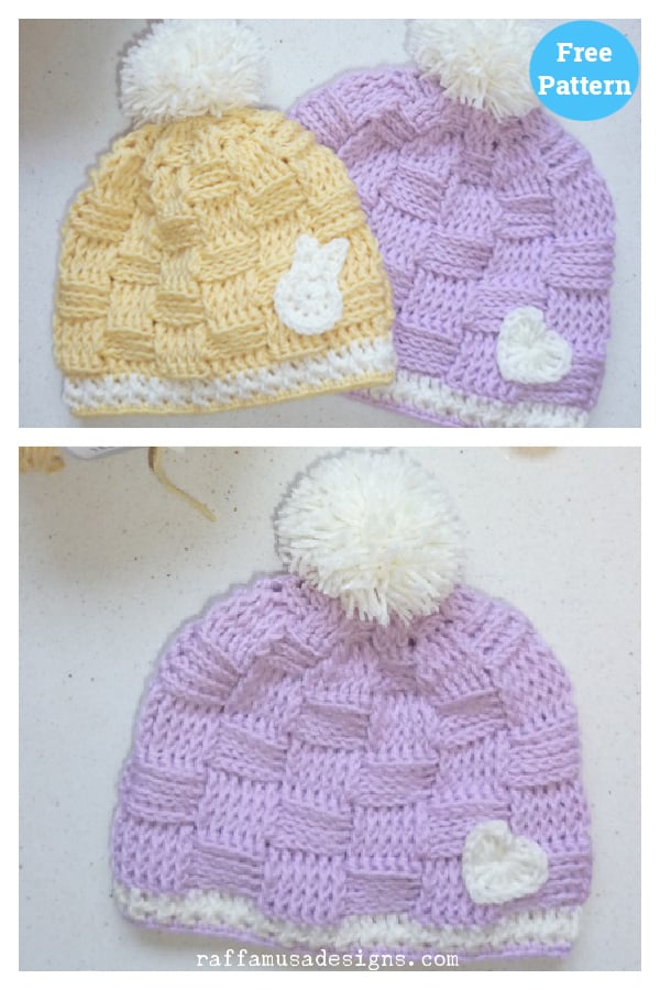 Basketweave Baby Beanie Hat Free Crochet Pattern