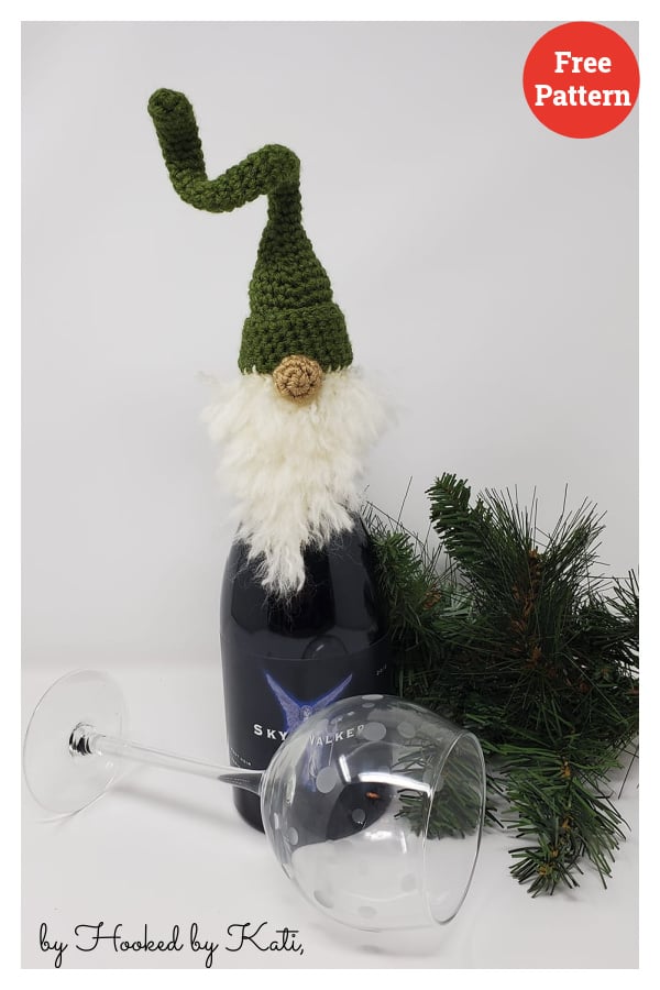 Corkscrew Gnome Bottle Topper Free Crochet Pattern