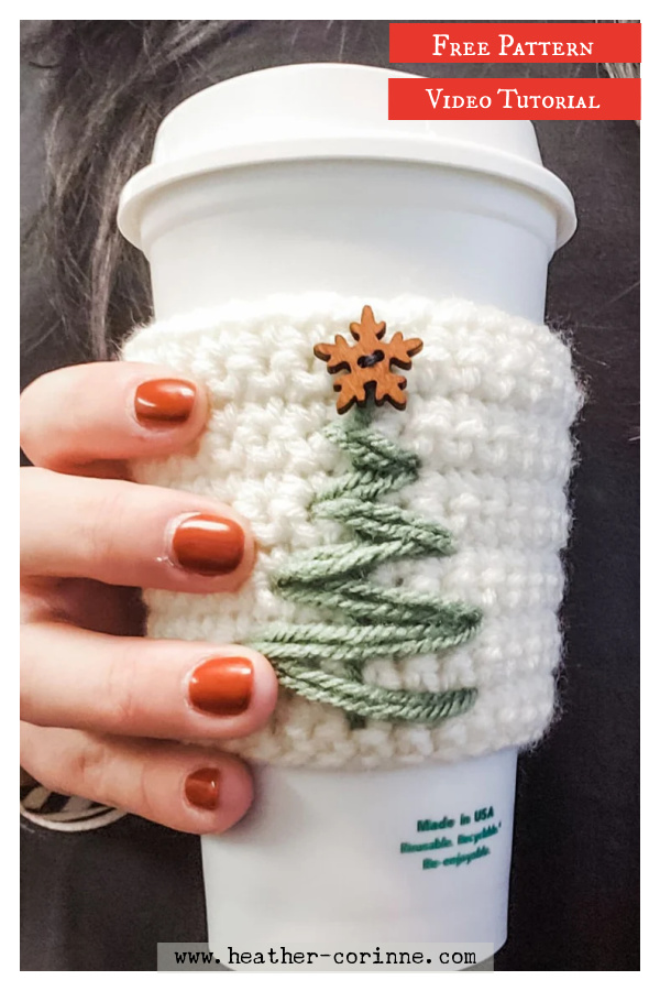 Christmas Tree Mug Cozy Free Crochet Pattern and Video Tutorial