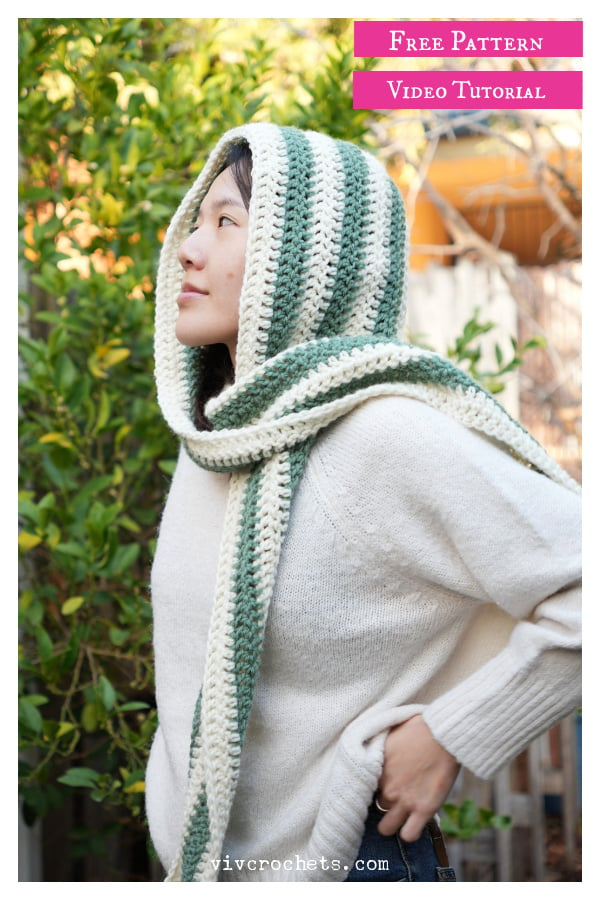 Hooded Scarf Free Crochet Pattern and Video Tutorial