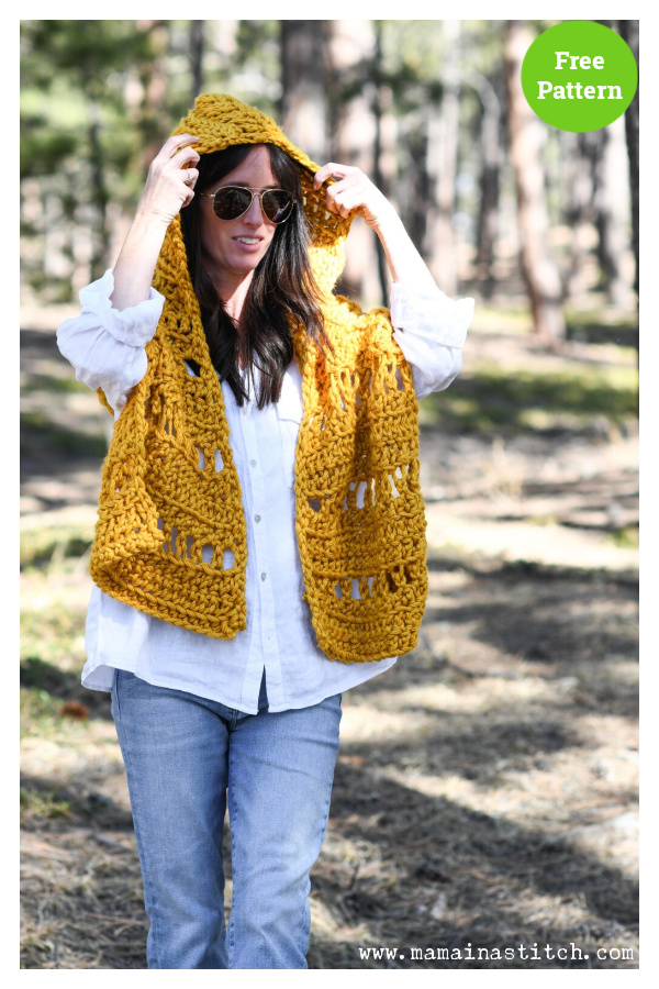 Sun Kissed Hooded Wrap Free Crochet Pattern