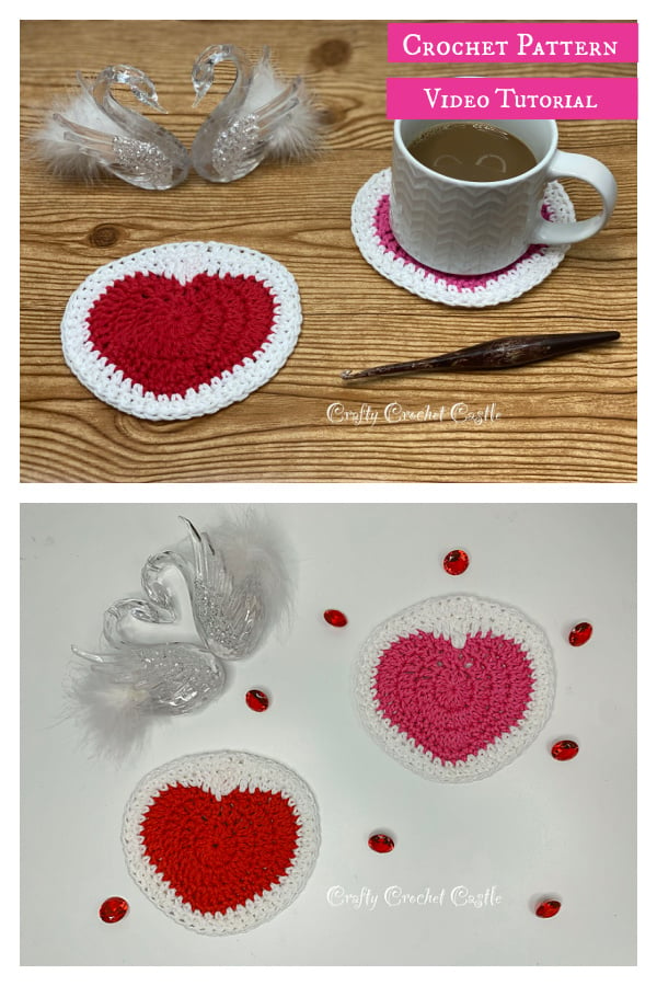 Heart in a Circle Coaster Crochet Pattern and Video Tutorial 