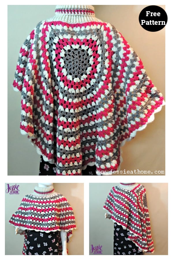 Circular Long Poncho Free Crochet Pattern