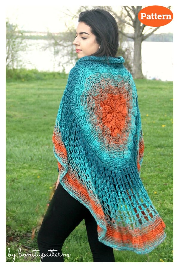 Embossed Circular Poncho Crochet Pattern