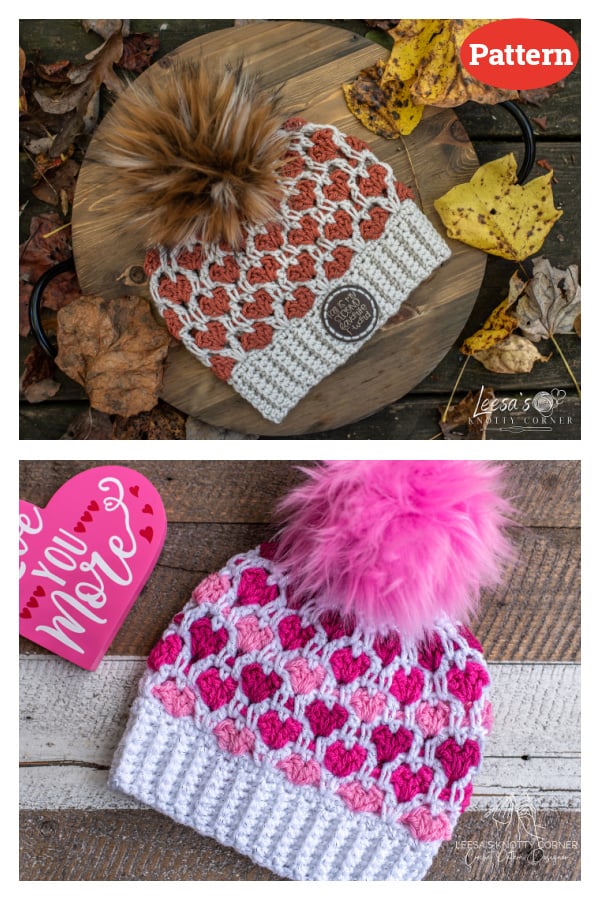 Snow Heart Beanie Crochet Pattern