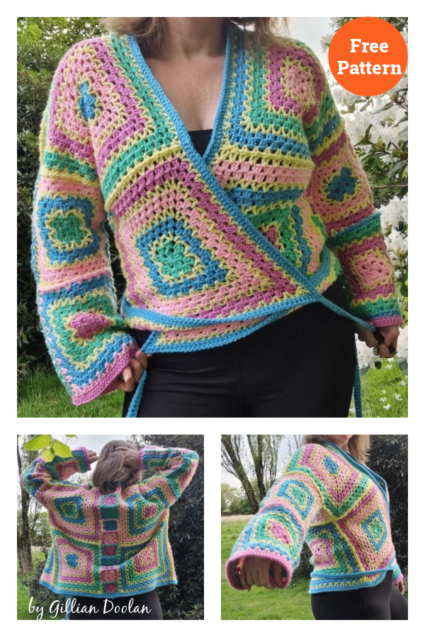 Summer Squares Wrap Cardigan Free Crochet Pattern