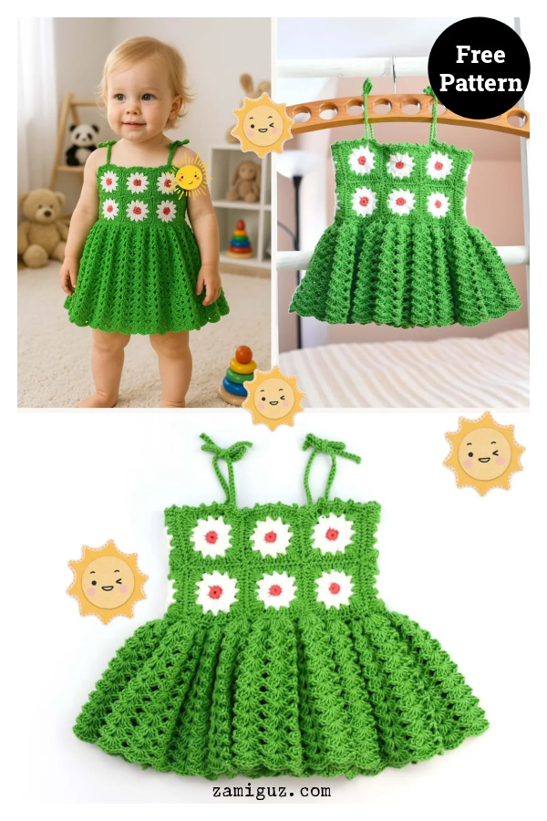 Daisy Girl Dress Free Crochet Pattern 