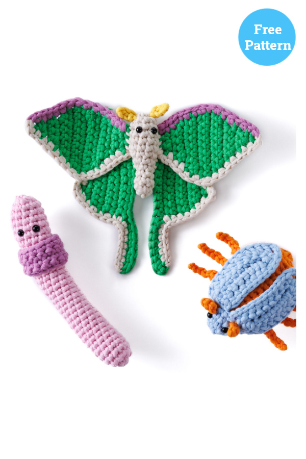 Worm Beetle Moth Charm Free Crochet Pattern