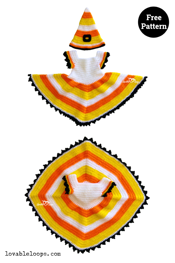 Candy Corn Witch Baby Costume Free Crochet Pattern