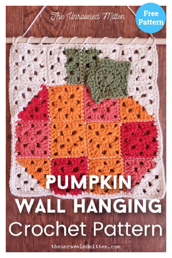 Granny Square Patchwork Pumpkin Wall Hanging Free Crochet Pattern