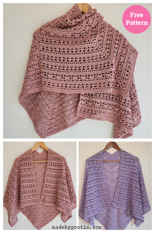 In Bloom Ruana Lace Shawl Free Crochet Pattern