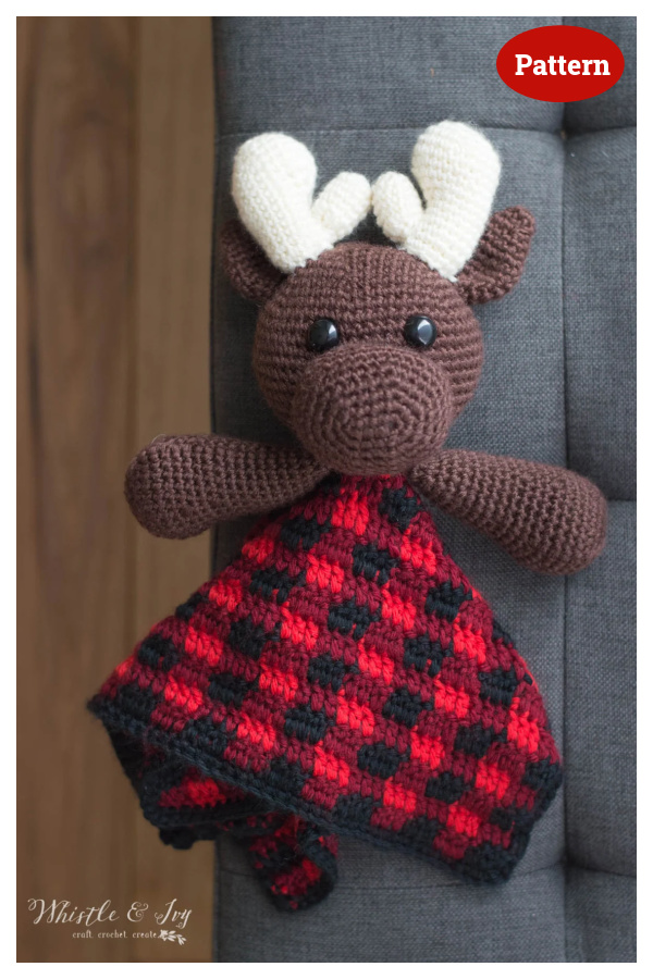 Buffalo Plaid Moose Lovey Crochet Pattern