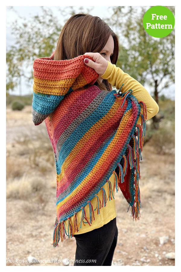 Easy All DC Hooded Poncho Free Crochet Pattern