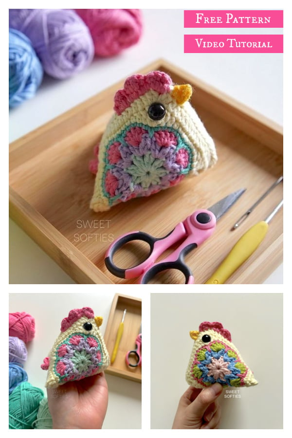 Granny Square Chicken Free Crochet Pattern and Video Tutorial