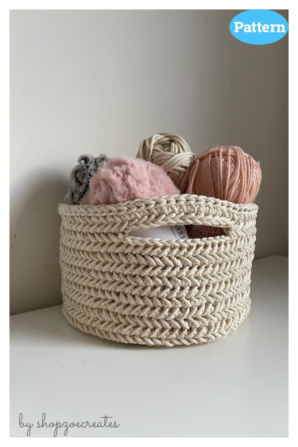 Herringbone Storage Basket Crochet Pattern