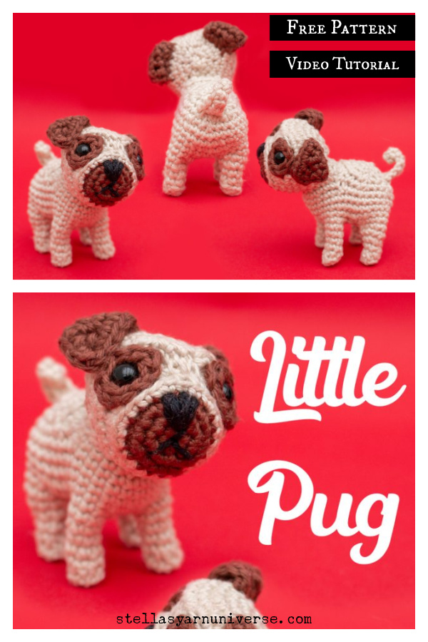 Pug Amigurumi Free Crochet Pattern and Video Tutorial