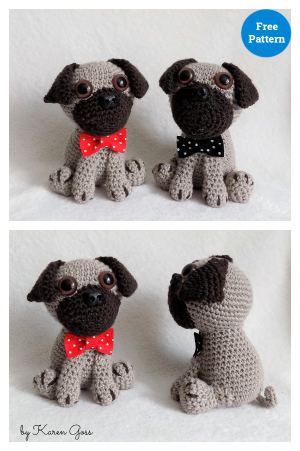 Pug in a Bowtie Free Crochet Pattern