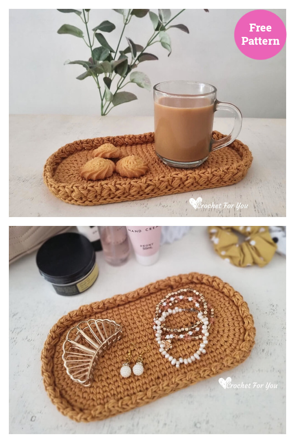 Modern Style Oval Mini Tray Free Crochet Pattern