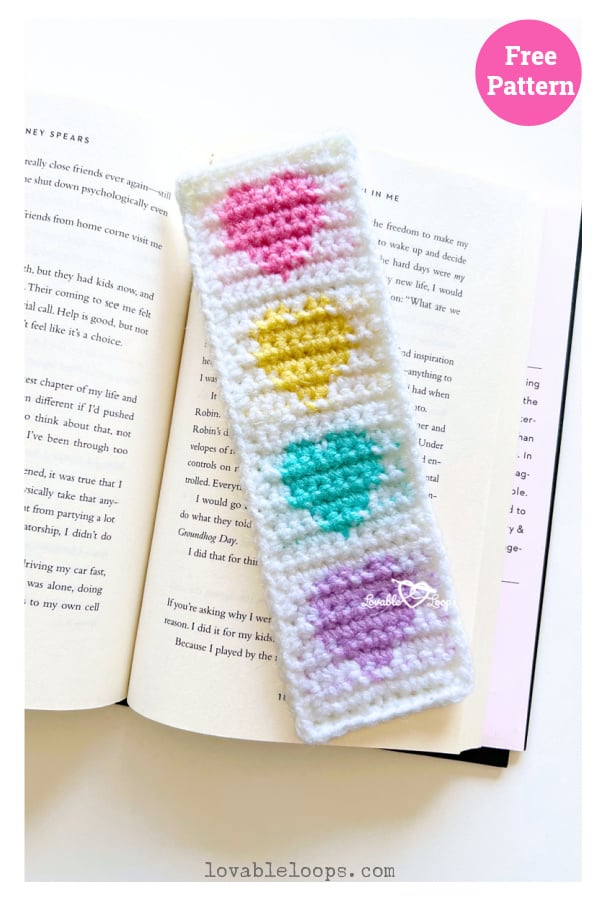 Sweet Hearts Bookmark Free Crochet Pattern