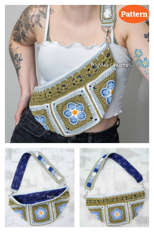 Forget Me Not Flower Bum Bag Crochet Pattern