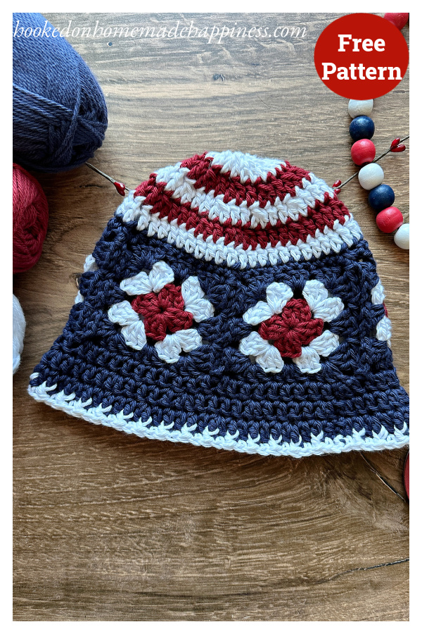 Patriotic Bucket Hat Free Crochet Pattern 