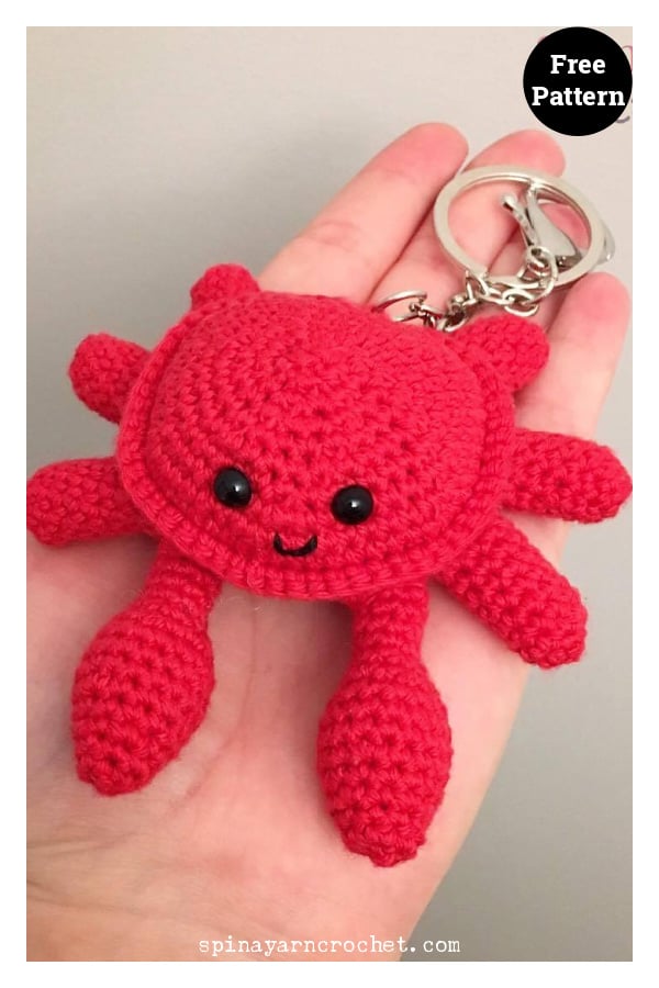 Scuttles the Crab Sea Creature Keychain Free Crochet Pattern