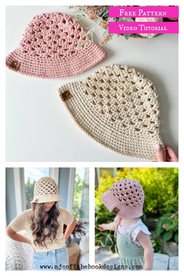 Granny Stitch Bucket Hat Free Crochet Pattern and Video Tutorial 