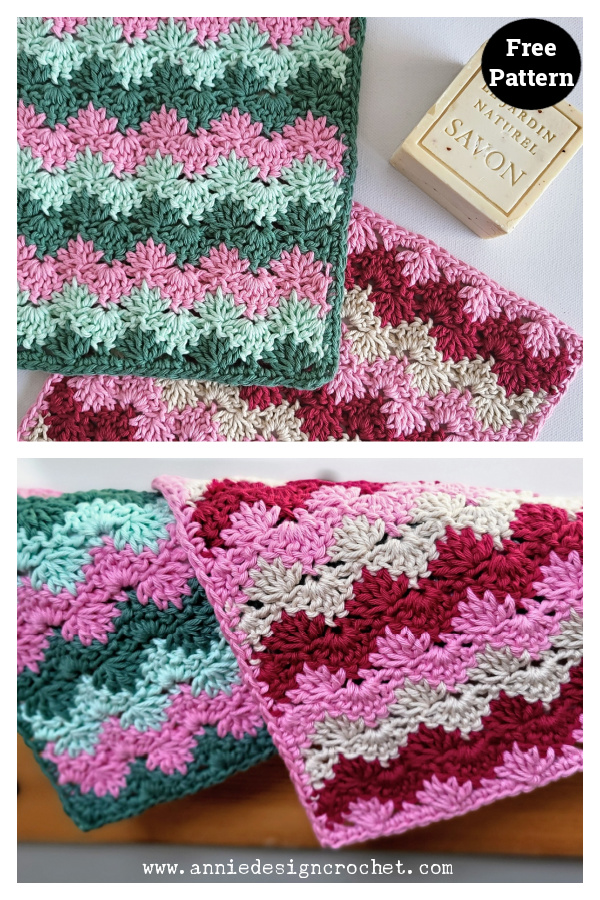 Interlocking Shell Stitch Spring Fresh Washcloth Free Crochet Pattern