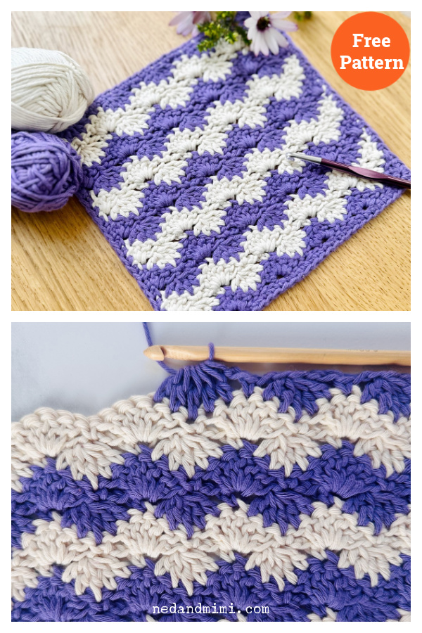 Interlocking Shells Washcloth Free Crochet Pattern