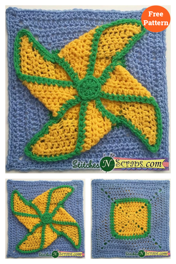 Pinwheel Square Free Crochet Pattern 