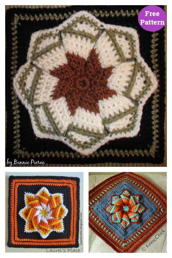 Pinwheel Star Square Free Crochet Pattern