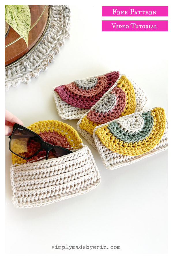 Rainbow Glasses Case Free Crochet Pattern and Video Tutorial