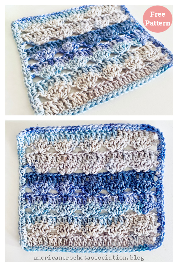 Simple Shell Washcloth Free Crochet Pattern