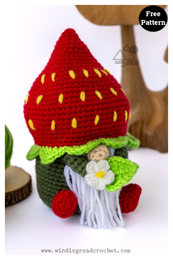 Strawberry Summer Gnome Amigurumi Free Crochet Pattern